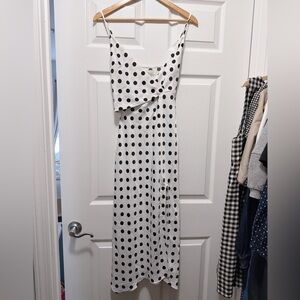 Urban Outfitters White Midi Dress with Black Polka Dots